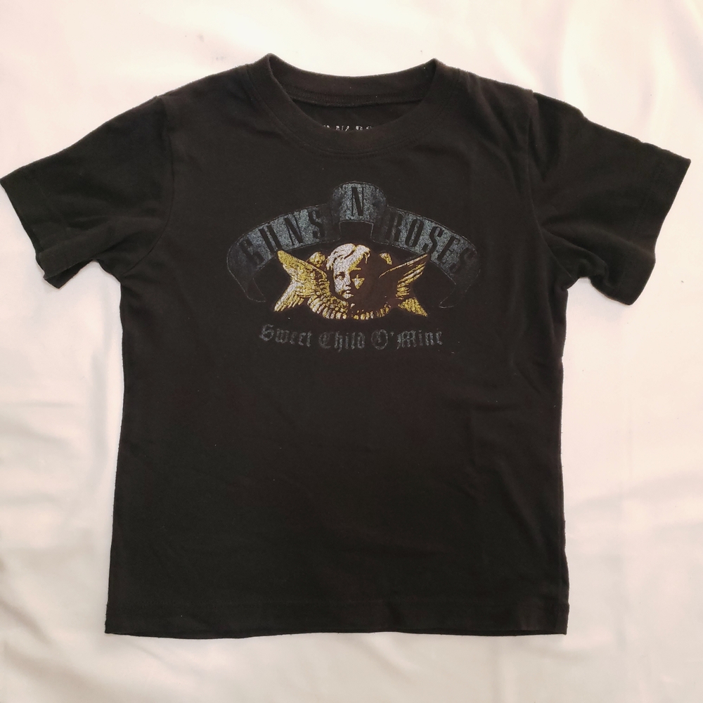 Kids Black Graphic Rock T-Shirt